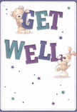 Radiating gentle optimism, this charming get well card features two delightful companions-a teddy bear and a floppy-eared puppy-clasping and balancing vibrant, oversized letters that spell a bright 'Get Well.' The palette of indigo, teal, and soft lavender glows with the same inviting energy found in Haringey's friendly streets and parks. Scattered stars in a spectrum of blues and purples sprinkle hope across a clean, luminous background, as if scattering small wishes from Wood Green's bustling heart to the quieter corners of the borough. The plush textures of the bear's fur and the puppy's velvety ears evoke a palpable sense of comfort, much like bundling a bouquet of fresh lilies and roses for a friend on the mend. The entire illustration feels like a visual embrace-offering not only a message but a touch of solace and joy reminiscent of thoughtful gestures exchanged throughout Haringey. Perfect for sending with a fresh arrangement from Flowers Haringey, it's a heartfelt symbol of recovery and warmth, delivered straight from the local community.